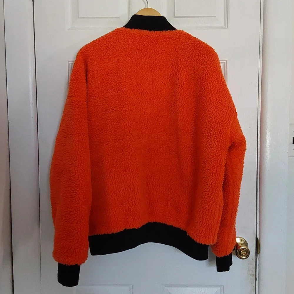Collusion Orange Fuzzy Bomber Jacket - Picture 3 of 3